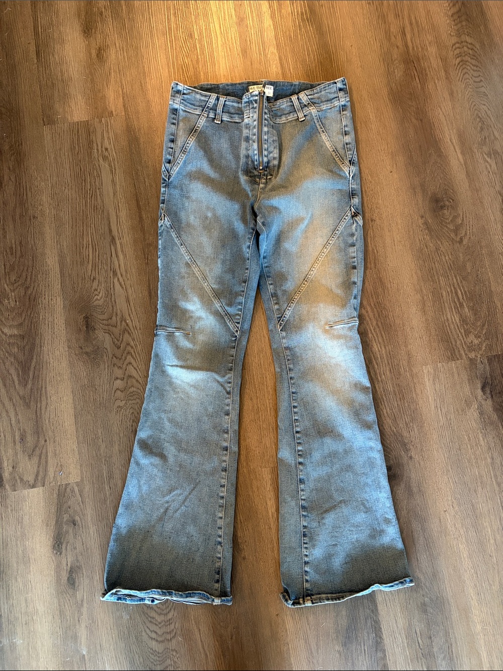 We the Free Mamba mid rise stretch flare exposed zip fly jeans y2k retro sz 31